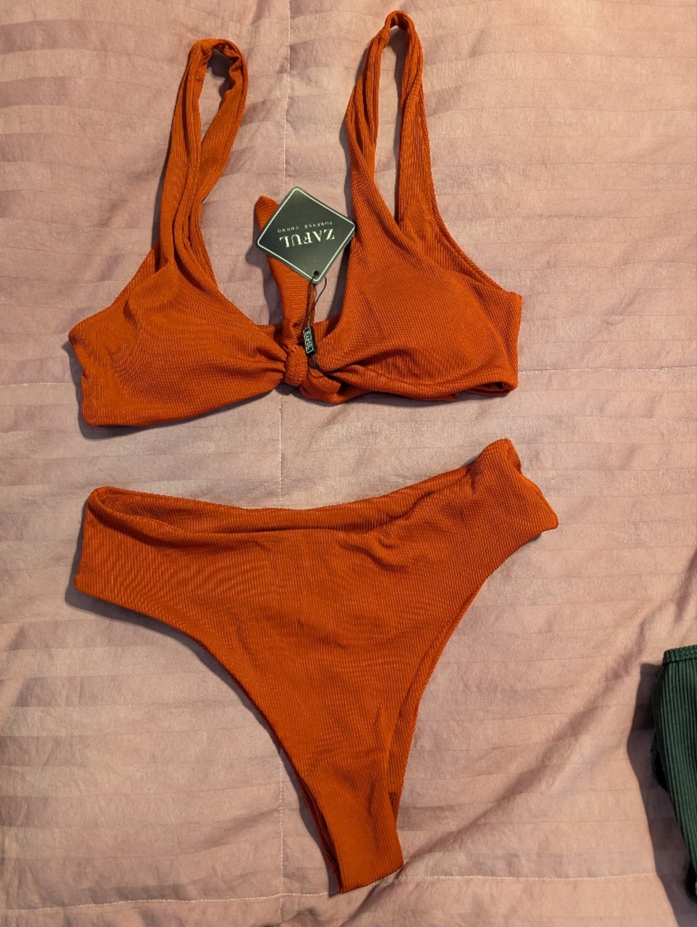 ZAFUL Ribbed Burnt Orange Bikini Set
